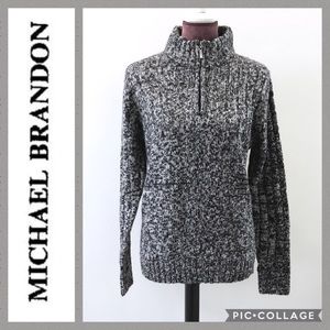 1/4 Zip Marled Sweater by MICHAEL BRANDON